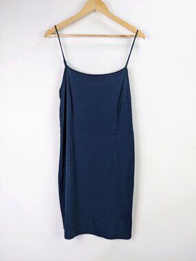 AKRIS PUNTO 100% Viscose Spaghetti Strap Slip Dress in Twilight Blue Size 14
